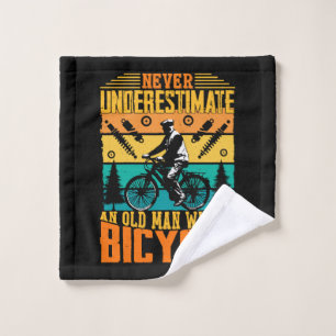 Never Underestimate An Old Man On A Bike Wash Cloth