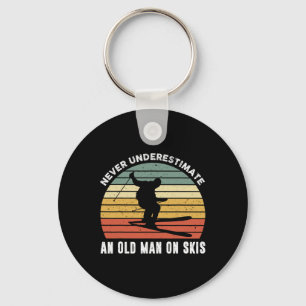 Never Underestimate An Old Man On Skies Funny Skii Key Ring