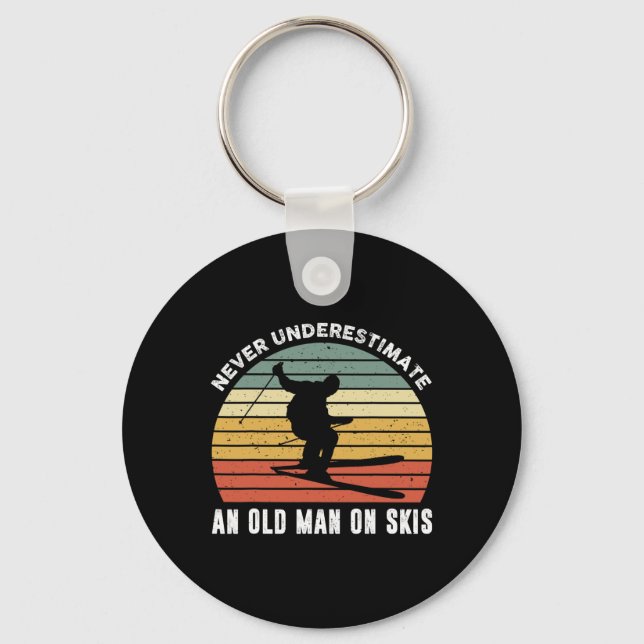 Never Underestimate An Old Man On Skies Funny Skii Key Ring (Front)