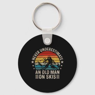 Never Underestimate An Old Man On Skis Funny Skiin Key Ring