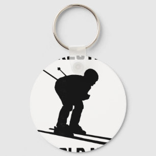 Never Underestimate An Old Man On Skis Funny Skiin Key Ring