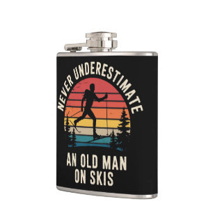 Never Underestimate an Old Man on Skis Skiing Hip Flask