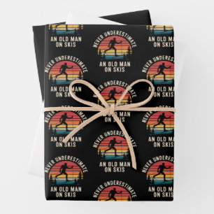 Never Underestimate an Old Man on Skis Skiing Trip Wrapping Paper Sheet