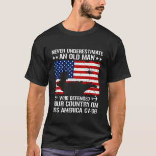 Never Underestimate an Old Man On USS America CV-6 T-Shirt