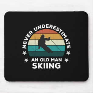 Never Underestimate An Old Man Skiing Fun Snow Slo Mouse Mat