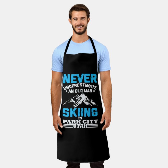 Never underestimate an old man skiing in Utah Apron (Worn)
