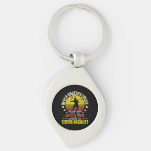 Never Underestimate An Old Man - Tennis Racket Spo Key Ring