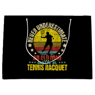 Never Underestimate An Old Man - Tennis Racket Spo Large Gift Bag