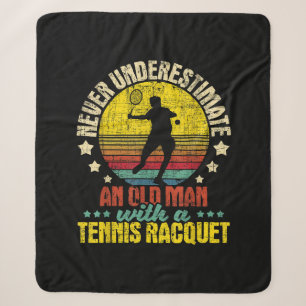 Never Underestimate An Old Man - Tennis Racket Spo Sherpa Blanket