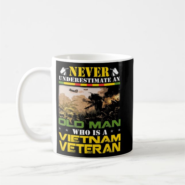 Never Underestimate an OLD MAN Vietnam Veteran Fat Coffee Mug (Left)