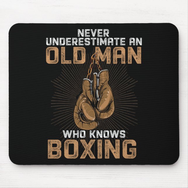 Never Underestimate An Old Man Who Know Boxing Fun Mouse Mat (Front)