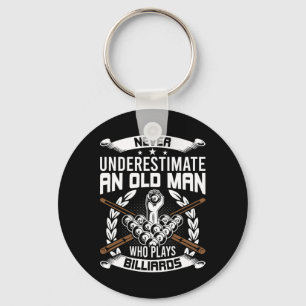 Never Underestimate An Old Man Who Plays Billiards Key Ring