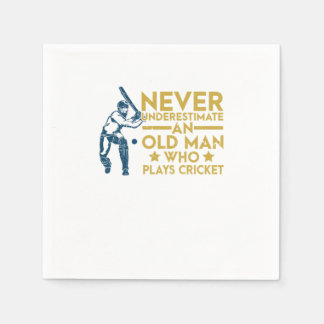 Never Underestimate An Old Man Who Plays Cricket Napkin