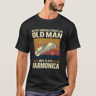 Never Underestimate An Old Man Who Plays Harmonica T-Shirt