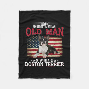 Never Underestimate An Old Man With A Boston Fleece Blanket