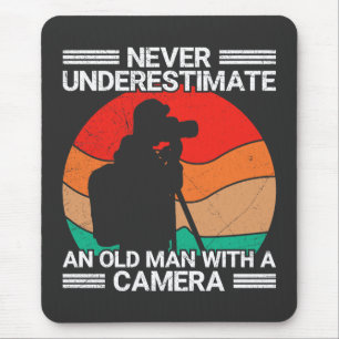 Never Underestimate An Old Man With A Camera Mouse Mat