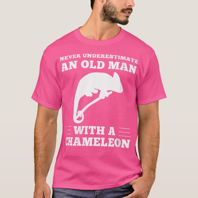 Never Underestimate An Old Man With A Chameleon Pe T-Shirt (Front)