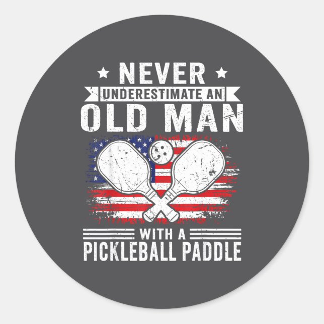 Never Underestimate An Old Man With A Ckleball Pad Classic Round Sticker (Front)