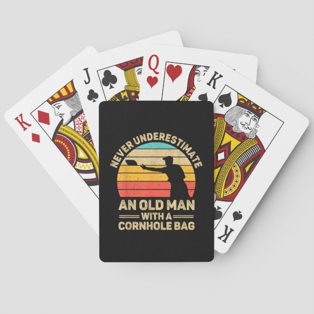 Never Underestimate An Old Man With a Cornhole Bag Playing Cards (Back)