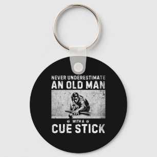 Never Underestimate An Old Man With A Cue Stick Bi Key Ring