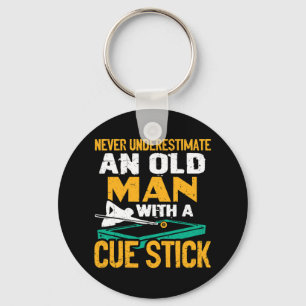 Never Underestimate An Old Man With A Cue Stick Bi Key Ring