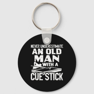 Never Underestimate An Old Man With A Cue Stick Bi Key Ring