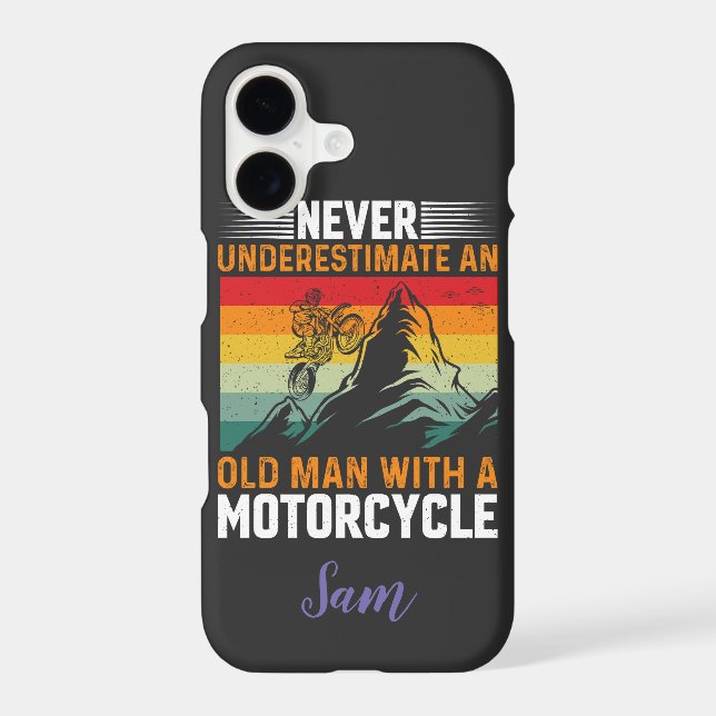 Never Underestimate An Old Man With A Motorcycle iPhone Case (Back)
