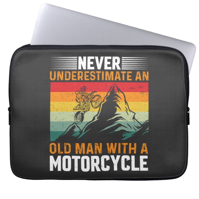 Never Underestimate An Old Man With A Motorcycle Laptop Sleeve (Front)