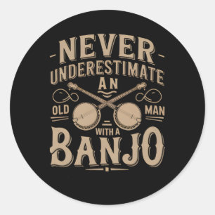 Never Underestimate An Old Man With A Njo Player Classic Round Sticker