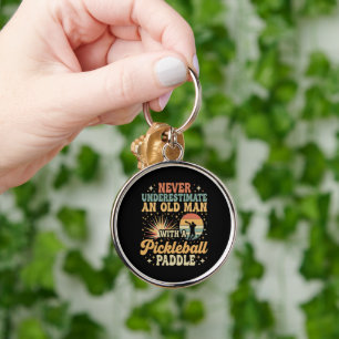 Never-Underestimate An Old Man With A Pickleball  Key Ring
