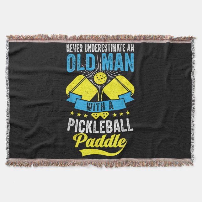 Never Underestimate An Old Man With a Pickleball P Throw Blanket (Front)