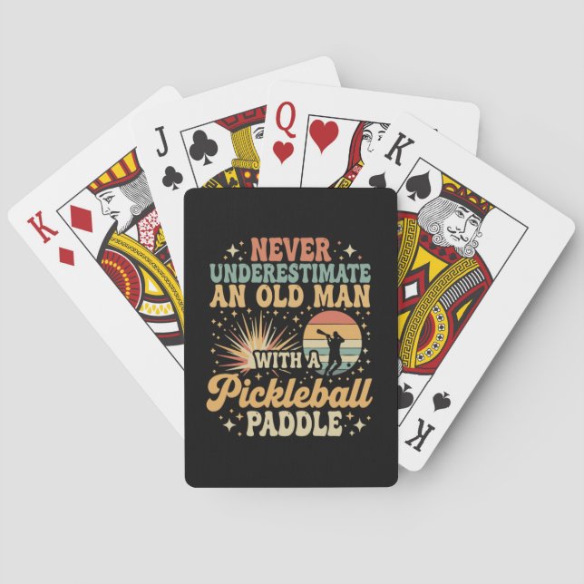 Never-Underestimate An Old Man With A Pickleball  Playing Cards (Back)