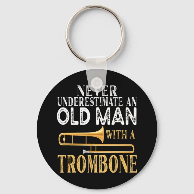 Never Underestimate An Old Man With A Trombone Gif Key Ring (Front)