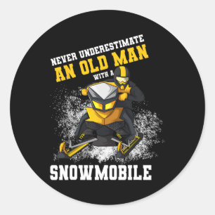 Never Underestimate An Old Man With An Snowmobile Classic Round Sticker