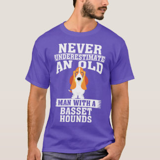 Never Underestimate an Old Man with Basset Hounds T-Shirt