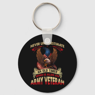 Never Underestimate An Old Timer Who Is Also An Ar Key Ring