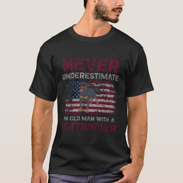 Never Underestimate An Old With A Rottweiler T-Shirt (Front)