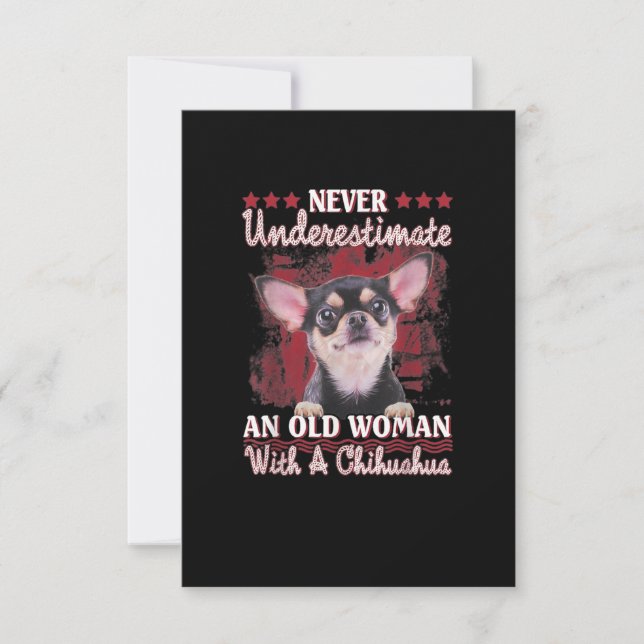 Never Underestimate An Old Woman With A Chihuahua RSVP Card (Front)