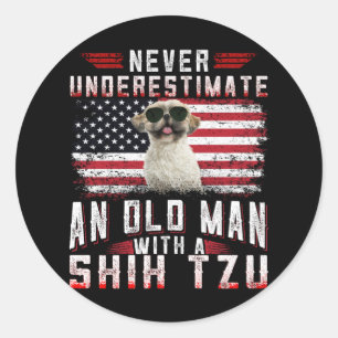 Never Underestimate An Old Woman With A Shih Tzu Classic Round Sticker