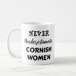 never underestimate cornish women coffee mug