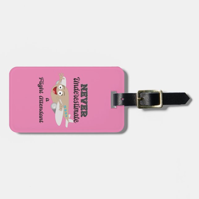 Never Underestimate FA Happy Plane - Lashes Luggage Tag (Front Horizontal)
