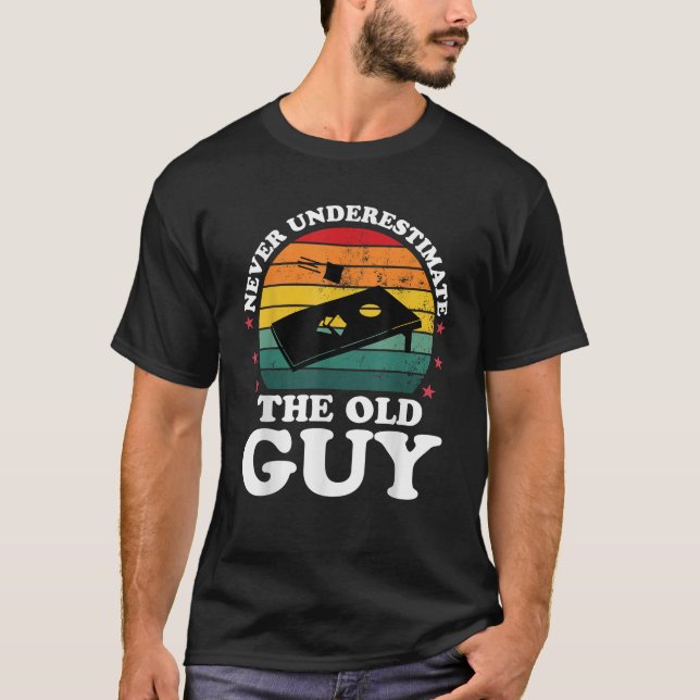 Never Underestimate Funny Cornhole Player Men T-Shirt (Front)