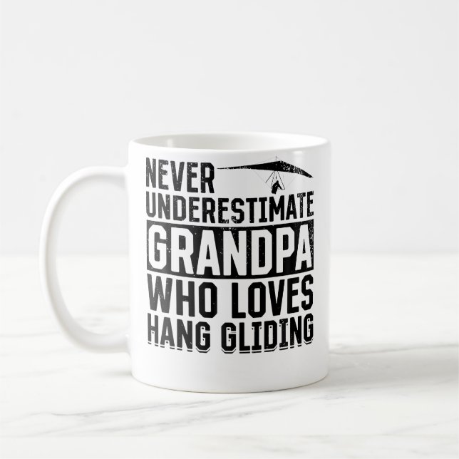 Never Underestimate Grandpa Who Loves Hang Gliding Coffee Mug (Left)