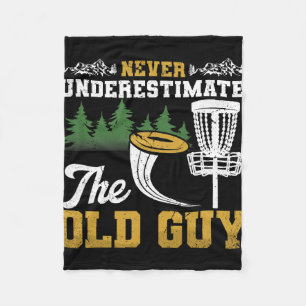 Never Underestimate Old Guy Disc Golf Frisbee Men' Fleece Blanket