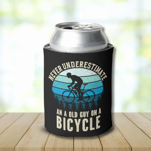 Never Underestimate old guy on a Bicycle Can Cooler