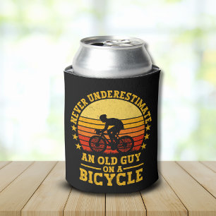 Never Underestimate old guy on a Bicycle Fun Can Cooler