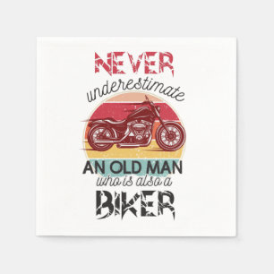 Never Underestimate Old Man Biker  Napkin