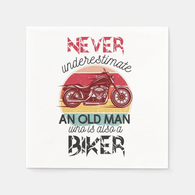Never Underestimate Old Man Biker  Napkin (Front)