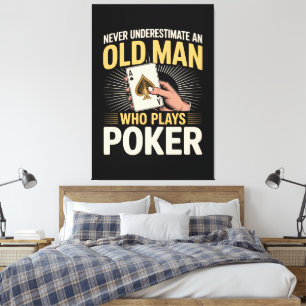 Never Underestimate Old Man Poker Card Canvas Print