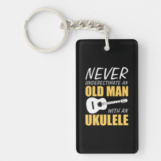 Never Underestimate Old Man With Ukulele Musician Key Ring